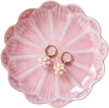 JAMEND CLXP Lotus Leaf Shape Decorative Ring Tray, Small Key Bowl, Ceramic Trinket Tray Jewelry Dish Organizing Necklace Earrings, Home Decoration for Mom Best Friend Sister, Pink.