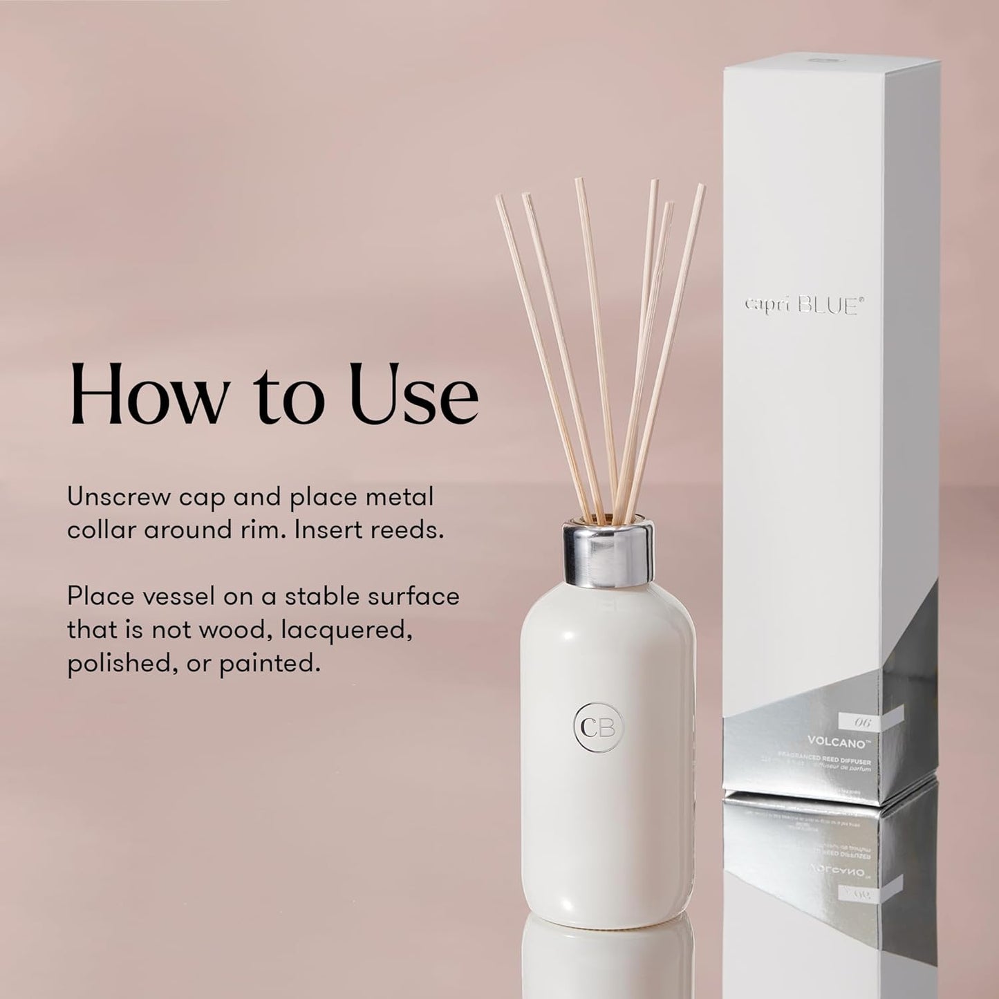 Capri Blue Volcano Reed Diffuser Set - Includes Reed Diffuser Sticks, Fragrance Oil, and Glass Bottle - Luxury Scented Room Freshener - White (8 fl oz)