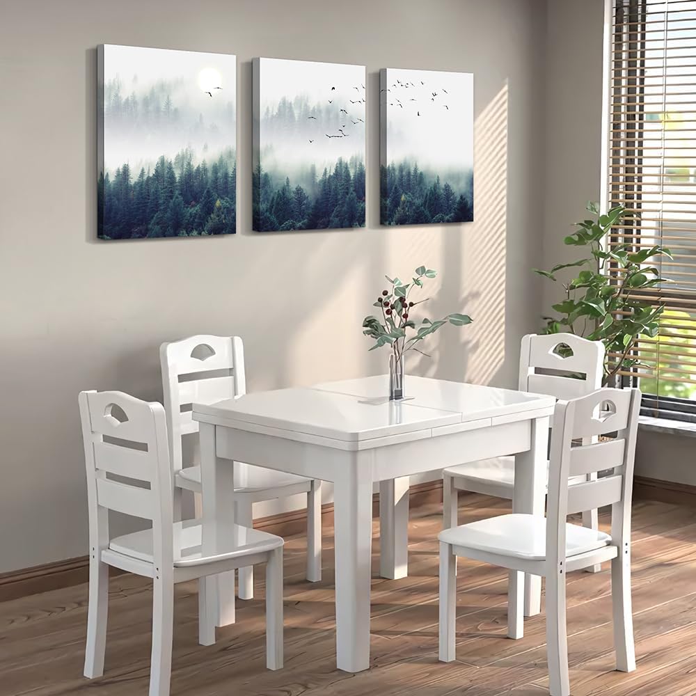 MHARTK66 Wall Art for Living Room Modern Wall Decor for Bedroom Office Decor Abstract Mountain Forest Landscapes Ink Painting 3 Piece Framed Canvas Art Prints Ready to Hang Wall Pictures Home Decor