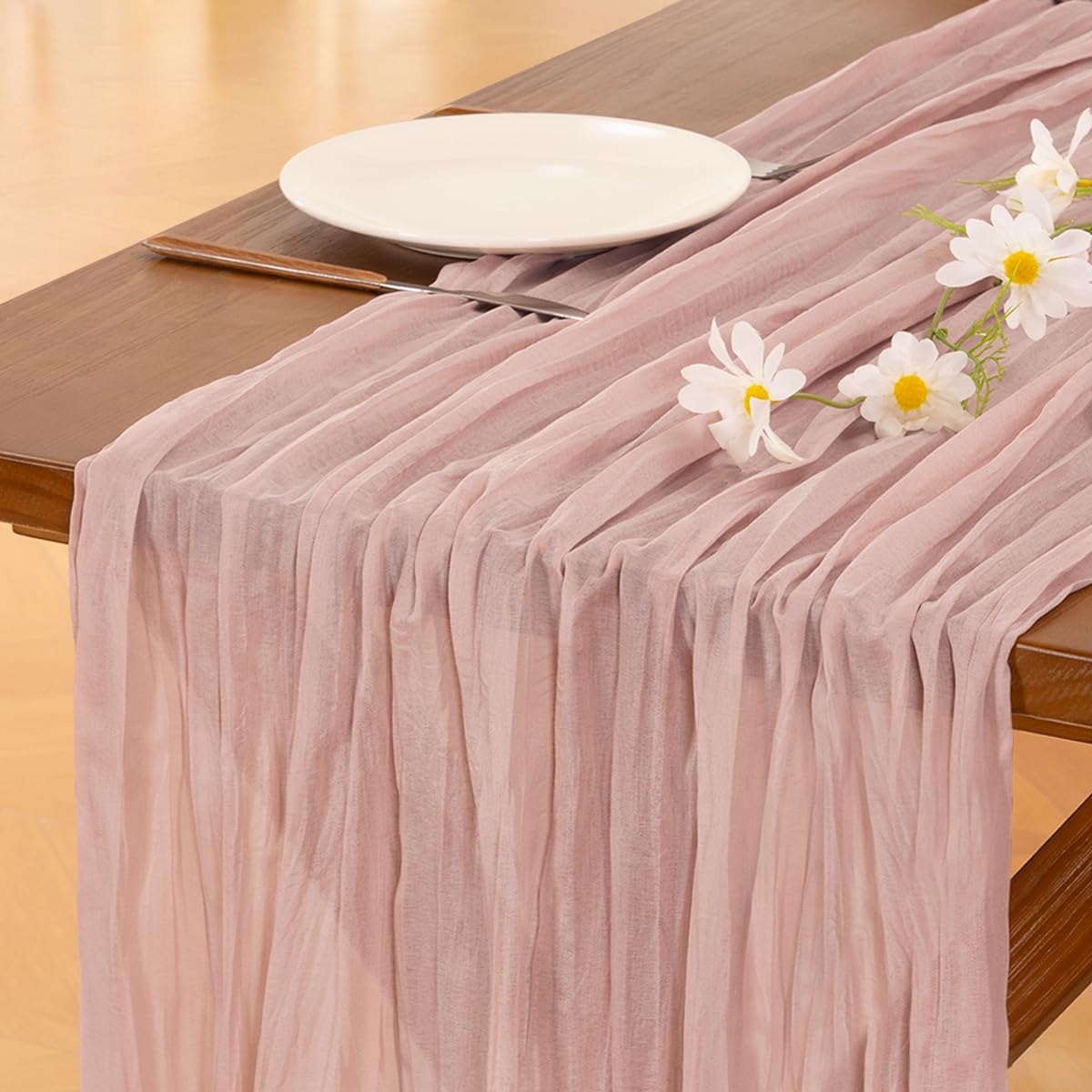 Socomi 3pcs Sage Green Cheesecloth Table Runner Summer Boho Rustic Gauze 120 inch 10FT Cheese Cloth Sheer Runner for Wedding Party Baby Shower Home Decor Holiday Decorations