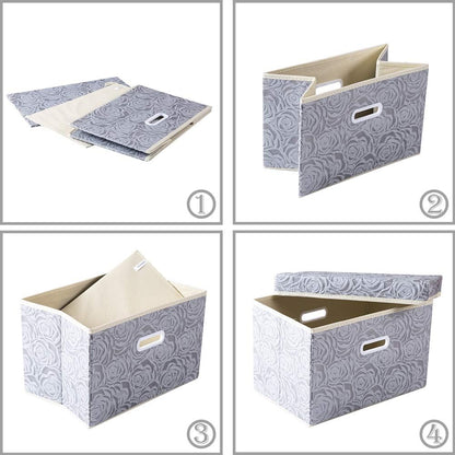 PRANDOM Larger Collapsible Storage Bin with Lid [1-Pack] Fabric Decorative Storage Box Cube Organizer Container Baskes with Handles Divider for Bedroom Closet Living Room Pink 17.7x11.8x11.8 Inch