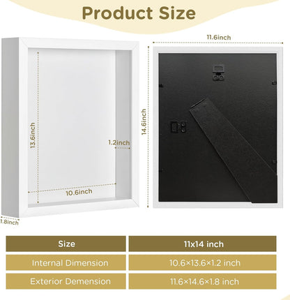 Shadow Box Frame 8x10 - 3 Pack Wood Deep Shadowbox with Glass Shadow Boxes Display Cases Suitable for Photos, Dried Flowers, Handicrafts Picture Frames for Wall (Black)