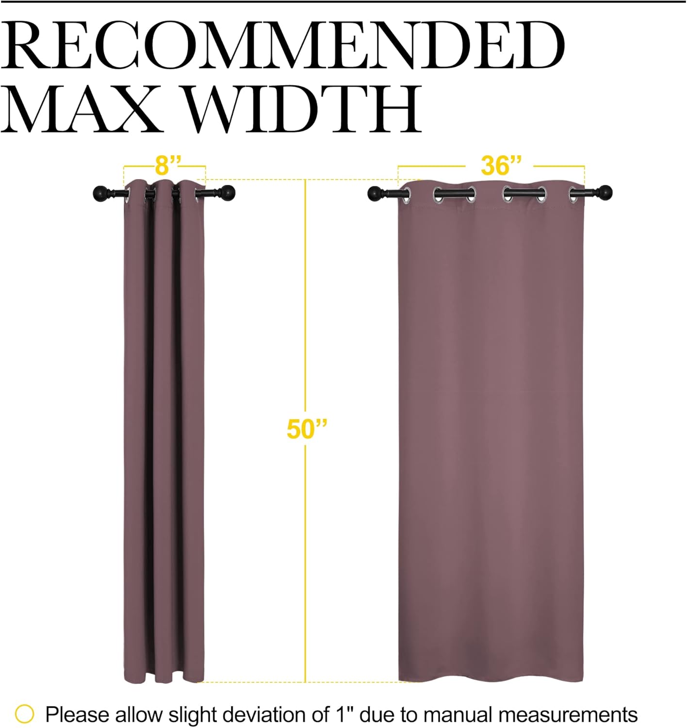 NICETOWN Halloween Pitch Black Solid Thermal Insulated Grommet Blackout Curtains/Drapes for Bedroom Window (2 Panels, 42 inches Wide by 63 inches Long, Black) - Colors E