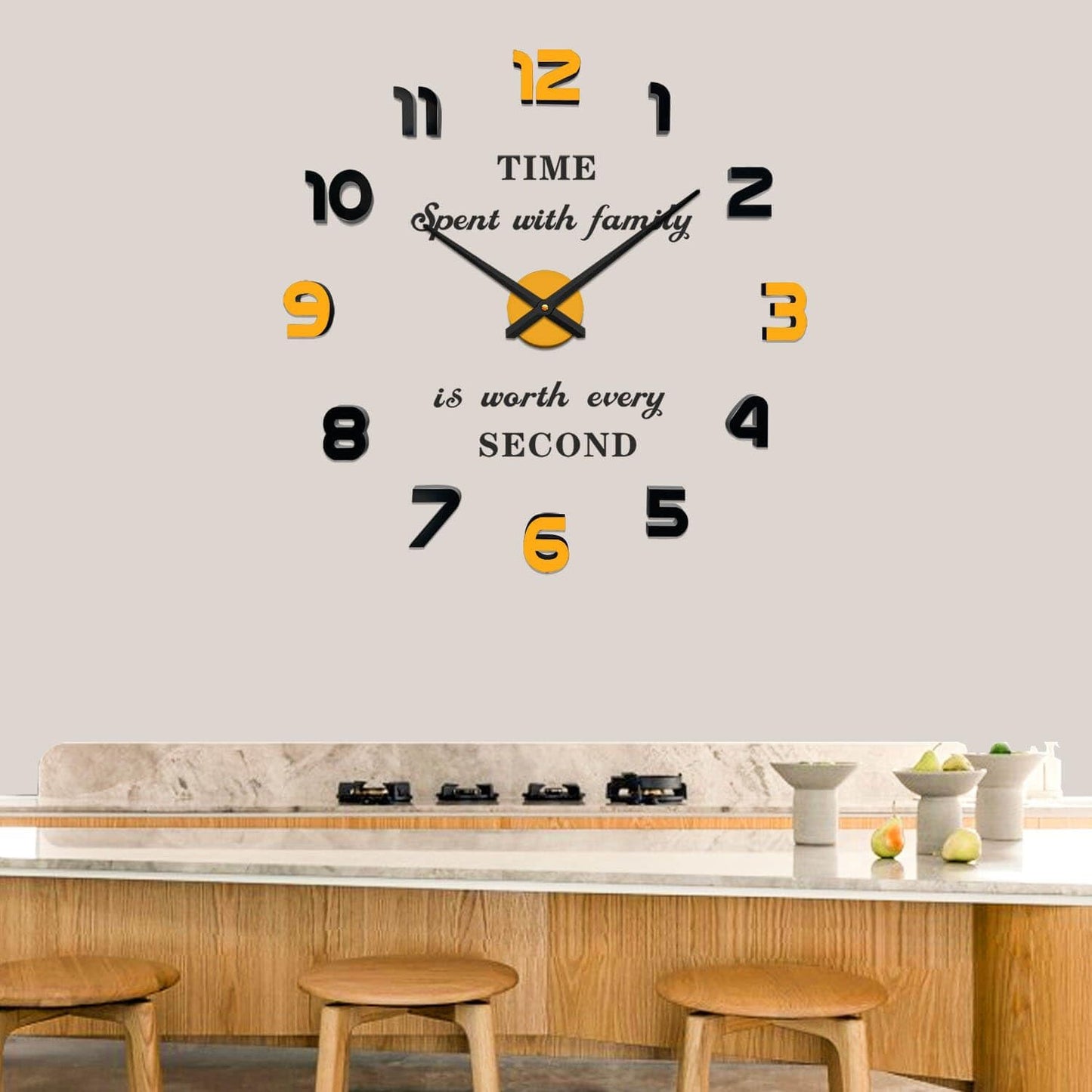 VANGOLD Large Wall Clocks for Living Room Decor, Decorative Wall Clocks Battery Operated (Black Wall Decor)