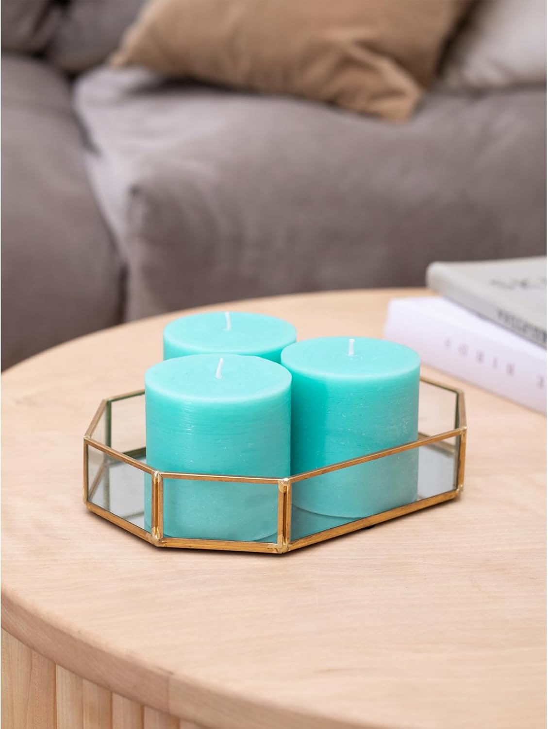 CANDWAX 3x4 inch Pillar Candles Set of 3 – Unscented Dripless Rustic Dark Blue Candles for Room Decor, Weddings, Centerpieces
