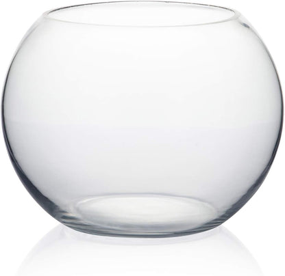 WGV Bowl Glass Vase, Diameter 6", Height 4.5", Open Width 4", (Multiple Sizes Choices) Clear Bubble Planter Terrarium Fish Bowl for Wedding Event Home Decor, 1 Piece (VBW0006A)