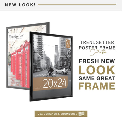 MCS Trendsetter 24x36 Poster Frame Black High-Gloss, Vertical & Horizontal Wall Hanging Large Picture Frame for Photos, Posters & Art Prints (1-Pack)