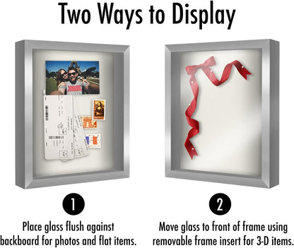 Americanflat 12x16 Shadow Box Frame with Polished Plexiglass - Silhouette Collection - Large Shadow Box Display Case for Tabletop and Wall Display - Black with Soft Felt Back