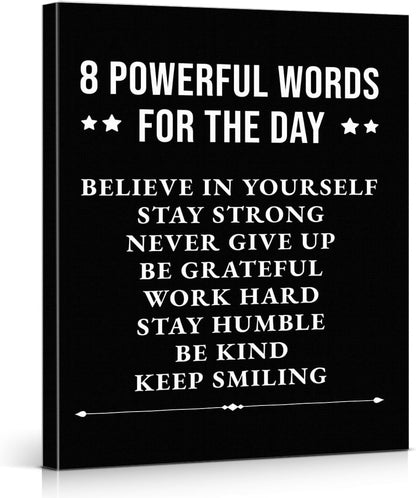 Inspirational Farmhouse Canvas Print Wall Art Decor One Small Positive Thought in the Morning Can Change Your Whole Day Sign Painting Plaque Rustic Home Decoration (8 X 8 Inches, Framed)