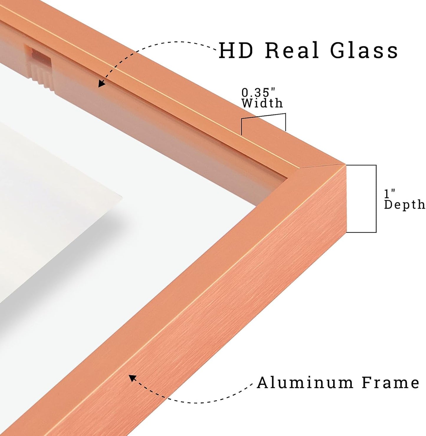 Frametory, Floating Picture Frame 12x16 - Black Aluminum Metal Photo Frame - Real Glass of Front - for Wall Mount Display