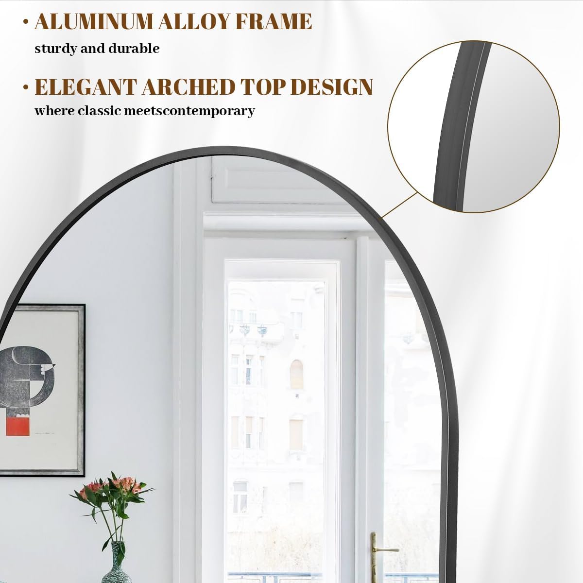 Koonmi 30"x71" Arched Full Length Mirror, Gold Large Floor Mirror with Aluminum Alloy Frame, Standing Hanging or Leaning Wall-Mounted Full Body Mirror for Living Room and Bedroom