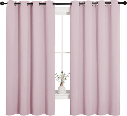 NICETOWN Halloween Pitch Black Solid Thermal Insulated Grommet Blackout Curtains/Drapes for Bedroom Window (2 Panels, 42 inches Wide by 63 inches Long, Black) - Colors B