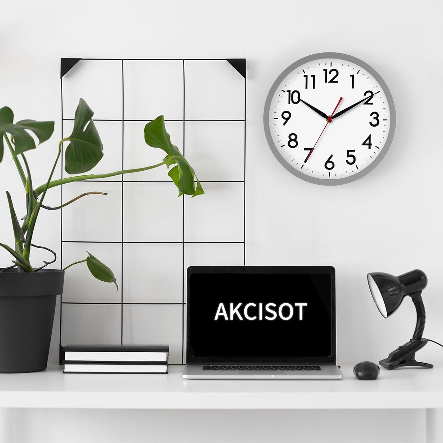 AKCISOT Wall Clock, Modern Small Wall Clocks Battery Operated 8 Inch, Silent Non-Ticking Analog Classic for Office, Home, Bathroom, Kitchen, Bedroom, School(Black)