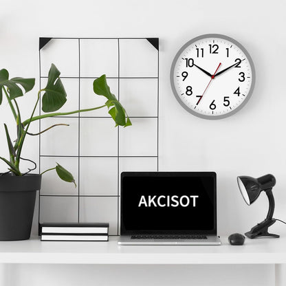 AKCISOT Wall Clock, Modern Small Wall Clocks Battery Operated 8 Inch, Silent Non-Ticking Analog Classic for Office, Home, Bathroom, Kitchen, Bedroom, School(Black)