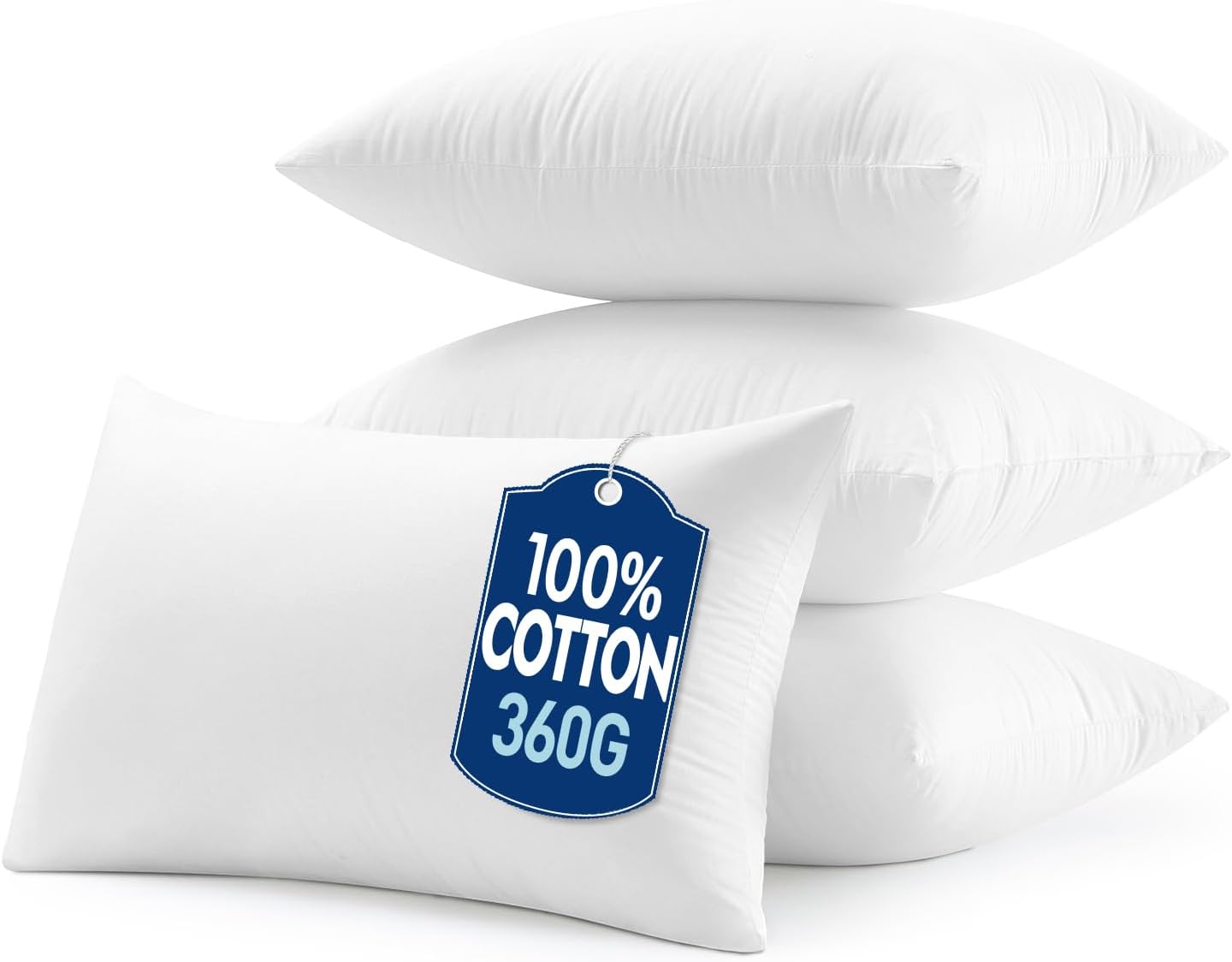MIULEE 18x18 Pillow Inserts with Cotton Cover,Set of 4 100% Virgin Microfiber Throw Pillows for Couch Sofa and Bed