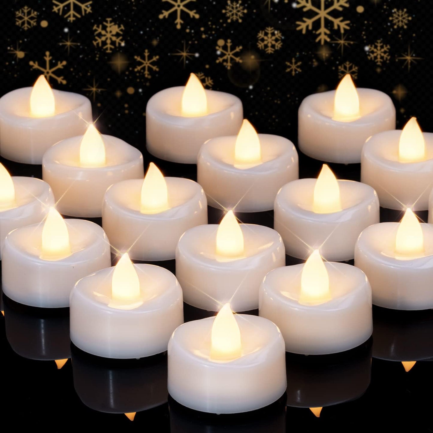 merrynights LED Candles, Tea Lights Candles Battery Operated Bulk, 50-Pack Long-Lasting 200 Hours Flameless Tealight Candles, Realistic Tea Lights for Christmas Halloween Wedding, 1.5'' D X 1.25'' H