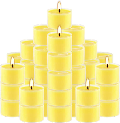 100 Pack Scented Tealight Candles - 4 Hours Burning Lemon Aromatherapy | Valentine's Day Romantic Dinner & New Year Home Decor, Yellow Votive Candles for Wedding, Holiday Gift & Emergency (Yellow)