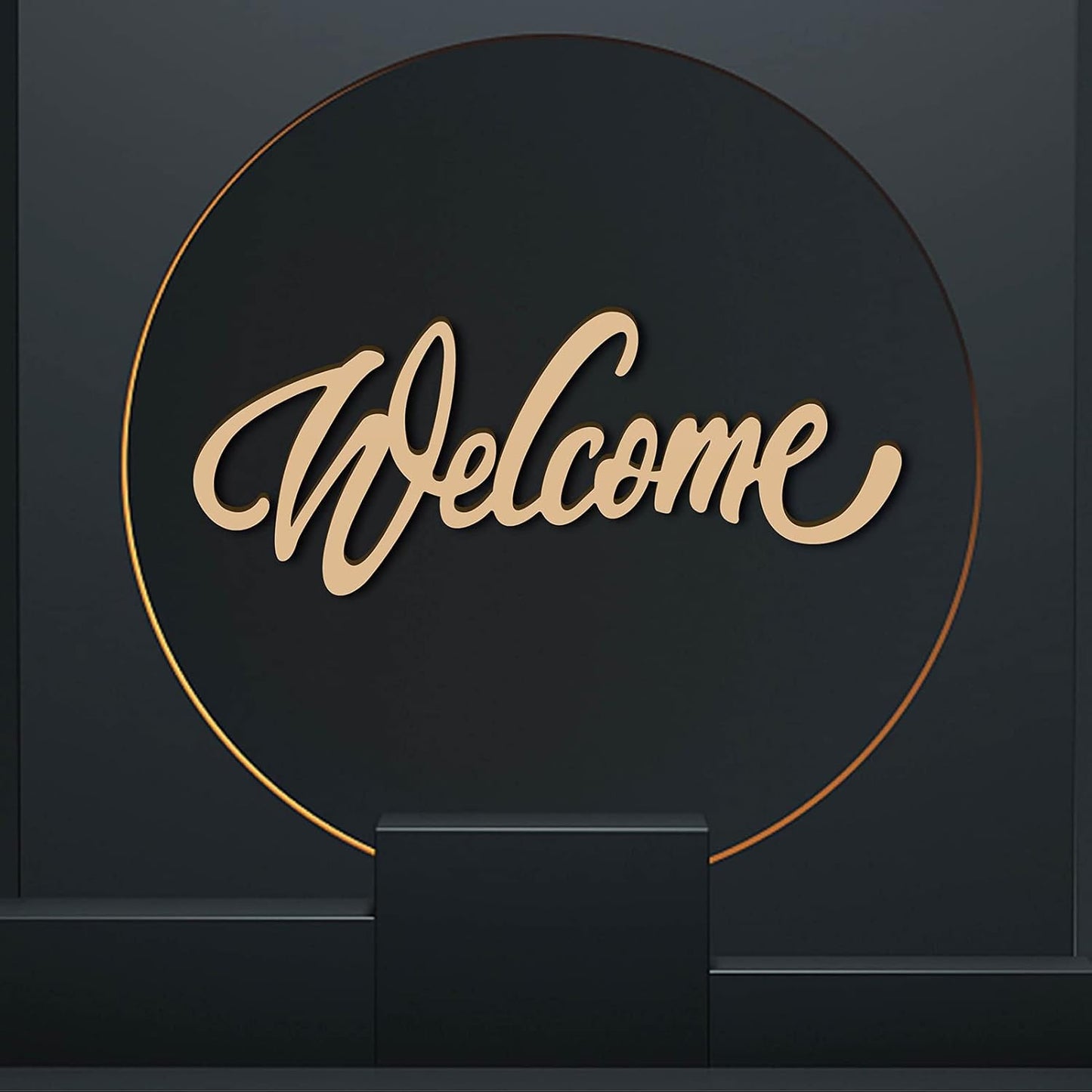 CREATCABIN Welcome Sign Welcome Wood Cutout Wooden Wall Decor Letters Laser Cut Art Unfinished Rustic Decorative DIY for Front Door Home Gallery Porch Coffee Bar Wreath Gift 11.8 x 2.4 Inch