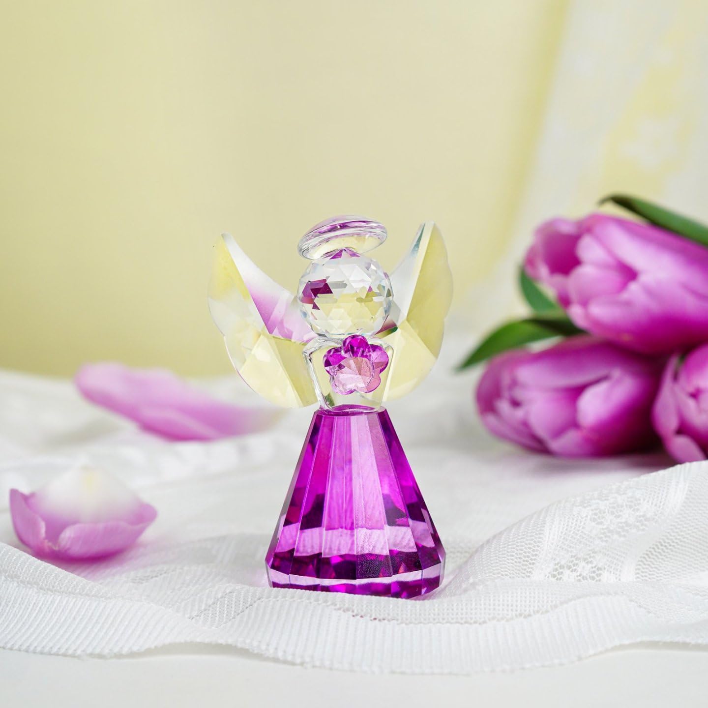 HDCRYSTALGIFTS 3.3'' Crystal Bird Figurine Collectible Art Glass Animal Figurines Table Home Decor Paperweight Valentine’s Day for Women