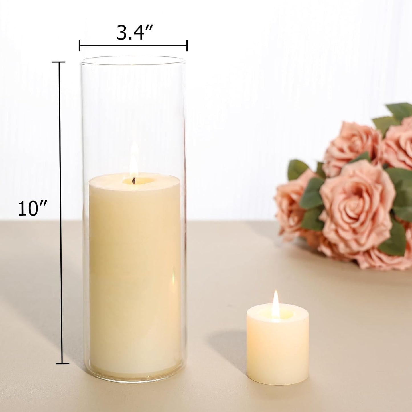 SUPMIND 12Pcs Glass Cylinder Vase for Centerpieces 5 Inch Clear Flower Vases Bulk, Glass Hurricane Candle Holder Small Floral Vases for Table, Floating Candle Vase for Wedding Home Décor