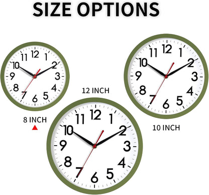 AKCISOT Wall Clock, Modern Small Wall Clocks Battery Operated 8 Inch, Silent Non-Ticking Analog Classic for Office, Home, Bathroom, Kitchen, Bedroom, School(Black)