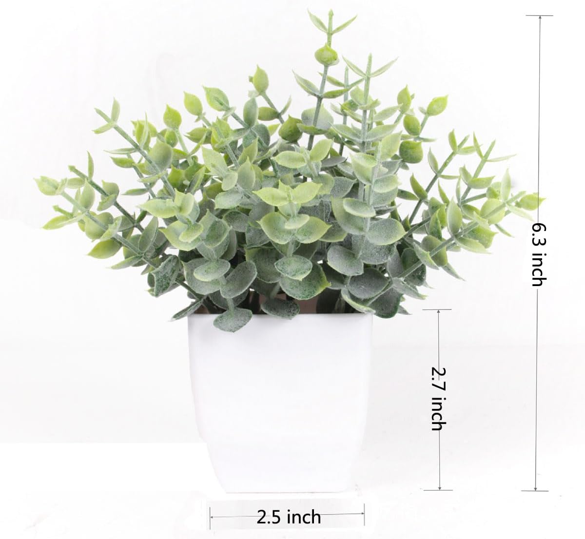 6 Pots Small Fake Plants Mini Artificial Potted Plants Eucalyptus Spring Grass Magnolia Bean Leaf and Rosemary Faux Plants for Table Desk Home Bathroom Office Farmhouse Decor, Grey