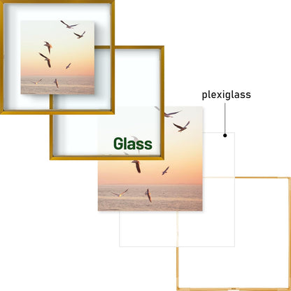 Frametory, Floating Picture Frame 12x16 - Black Aluminum Metal Photo Frame - Real Glass of Front - for Wall Mount Display