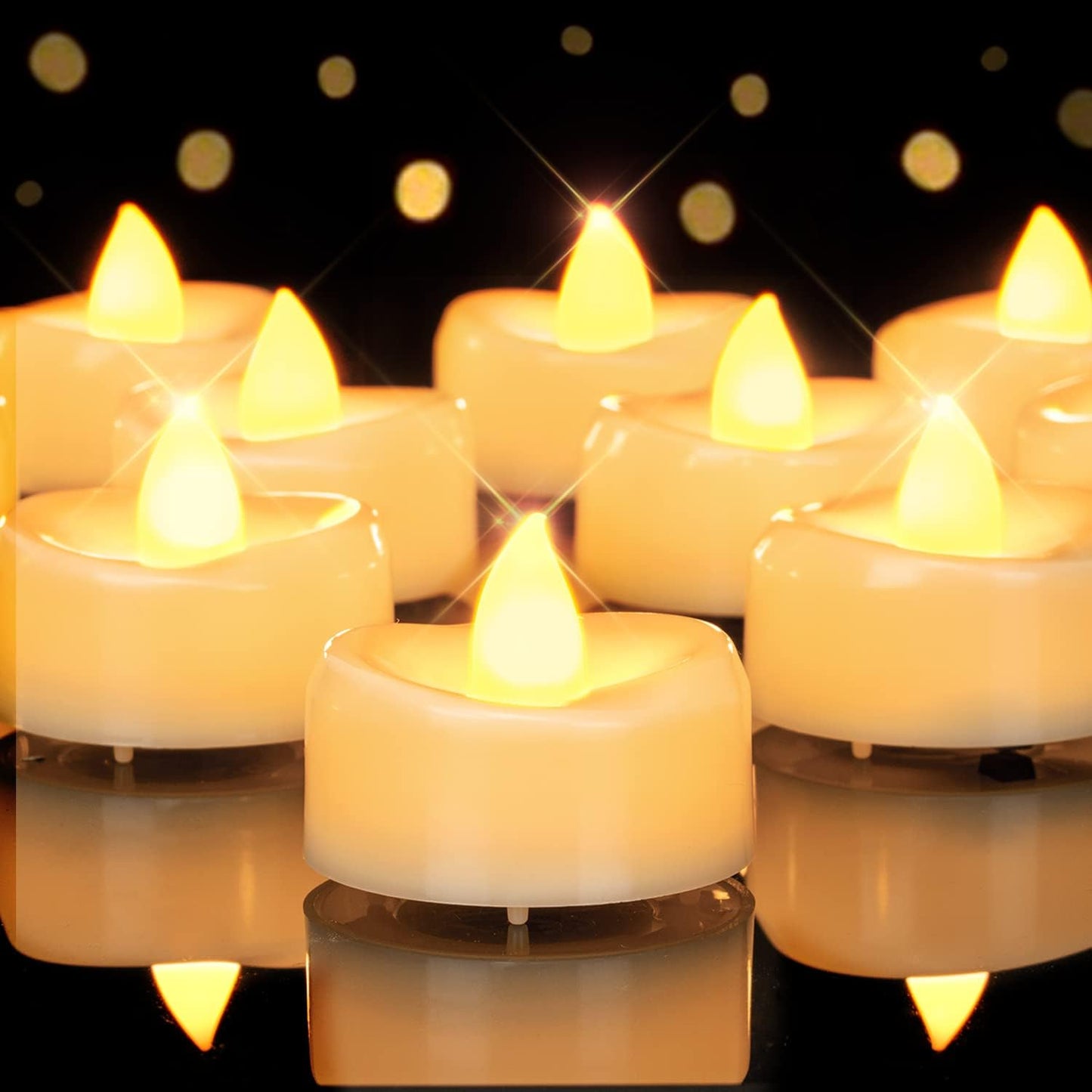 merrynights LED Candles, Tea Lights Candles Battery Operated Bulk, 50-Pack Long-Lasting 200 Hours Flameless Tealight Candles, Realistic Tea Lights for Christmas Halloween Wedding, 1.5'' D X 1.25'' H