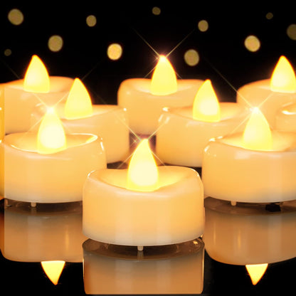 merrynights LED Candles, Tea Lights Candles Battery Operated Bulk, 50-Pack Long-Lasting 200 Hours Flameless Tealight Candles, Realistic Tea Lights for Christmas Halloween Wedding, 1.5'' D X 1.25'' H