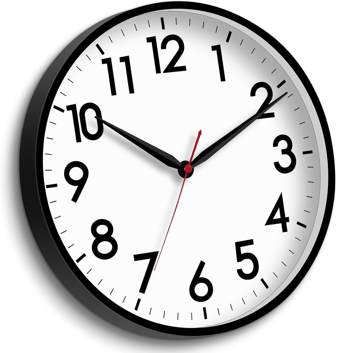 AKCISOT Wall Clock, Modern Small Wall Clocks Battery Operated 8 Inch, Silent Non-Ticking Analog Classic for Office, Home, Bathroom, Kitchen, Bedroom, School(Black)