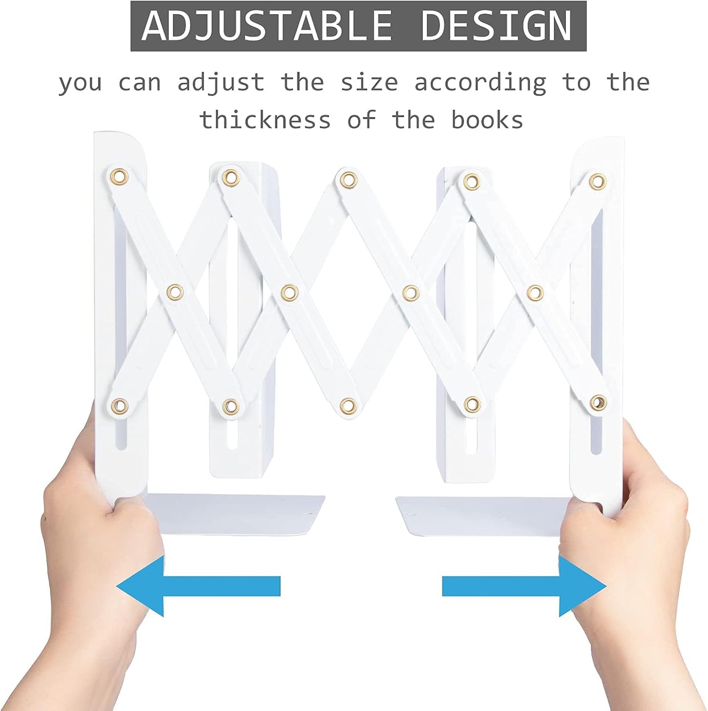 Aobopar Adjustable Book Ends, Metal Bookends for Heavy Books, Desk Book Holder for Shelves, Book Organizer for Desk, Suitable for Office, Home and School Use (Black)