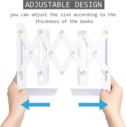 Aobopar Adjustable Book Ends, Metal Bookends for Heavy Books, Desk Book Holder for Shelves, Book Organizer for Desk, Suitable for Office, Home and School Use (Black)