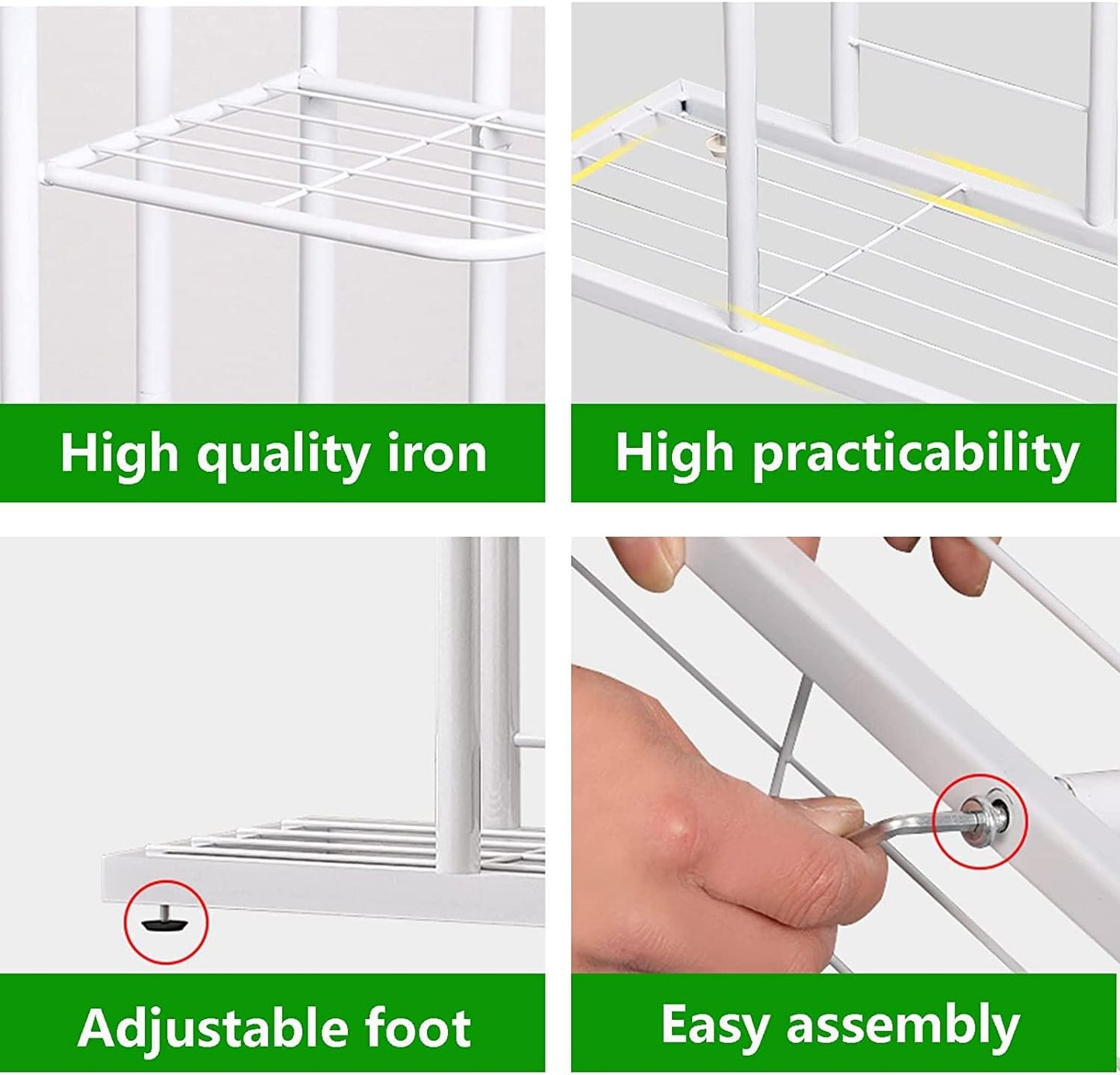 LINZINAR Plant Stand Indoor Outdoor Corner 4 Tier Metal Plant Shelf Patio Plant Rack for Garden Corner Balcony Living Room
