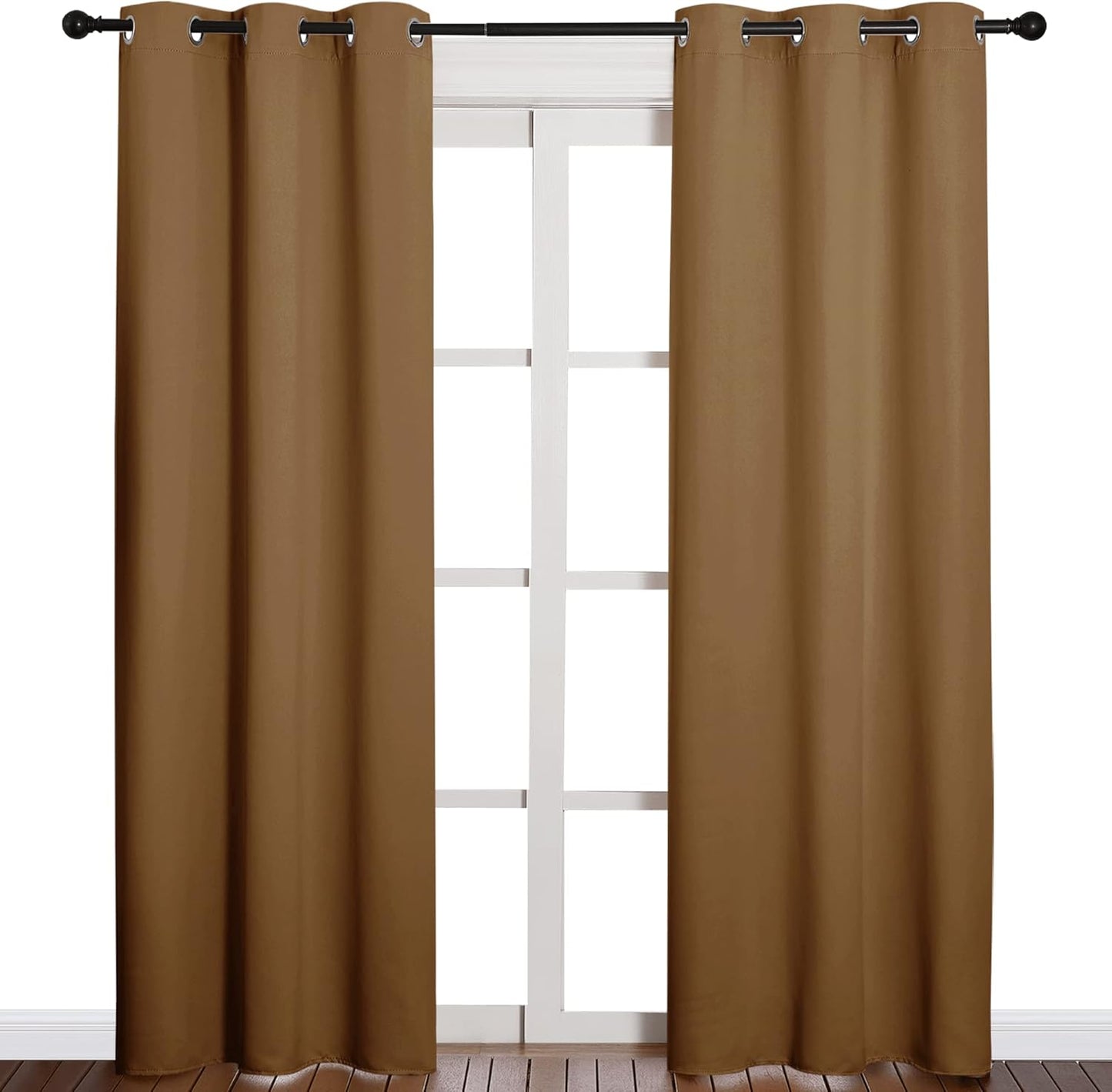 NICETOWN Halloween Pitch Black Solid Thermal Insulated Grommet Blackout Curtains/Drapes for Bedroom Window (2 Panels, 42 inches Wide by 63 inches Long, Black) - Colors A