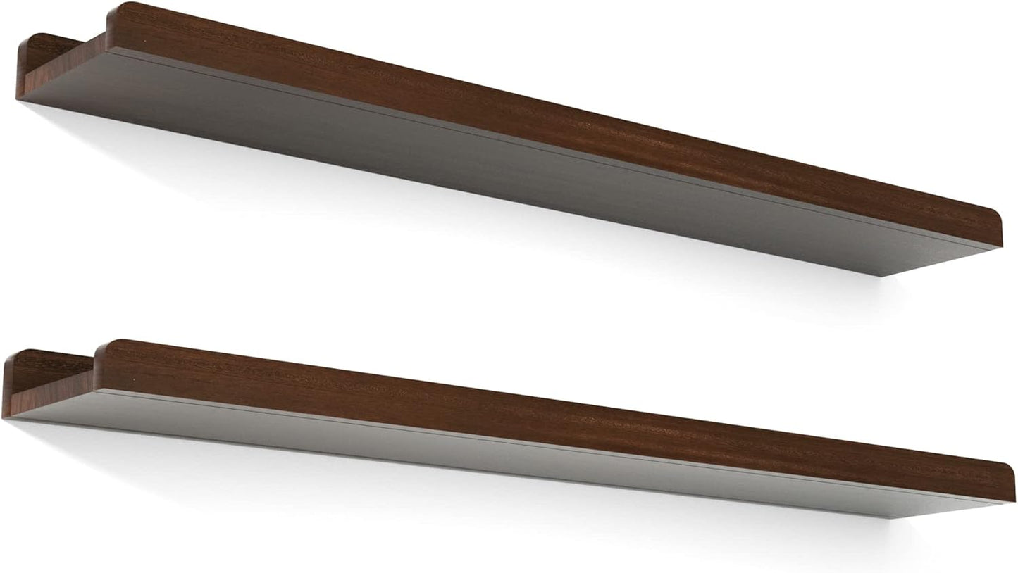 Love-KANKEI Floating Shelves Wall Mounted Set of 2, 17 Inch Rustic Wood Wall Shelves for Storage, Bedroom Living Room Bathroom Kitchen Office and More White