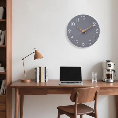 Mosewa Wall Clock 8 Inch Black Battery Operated Silent Non Ticking Simple Minimalist Rose Gold Numbers Decorative for Bedroom Living Room Kitchen Home Bathroom Office