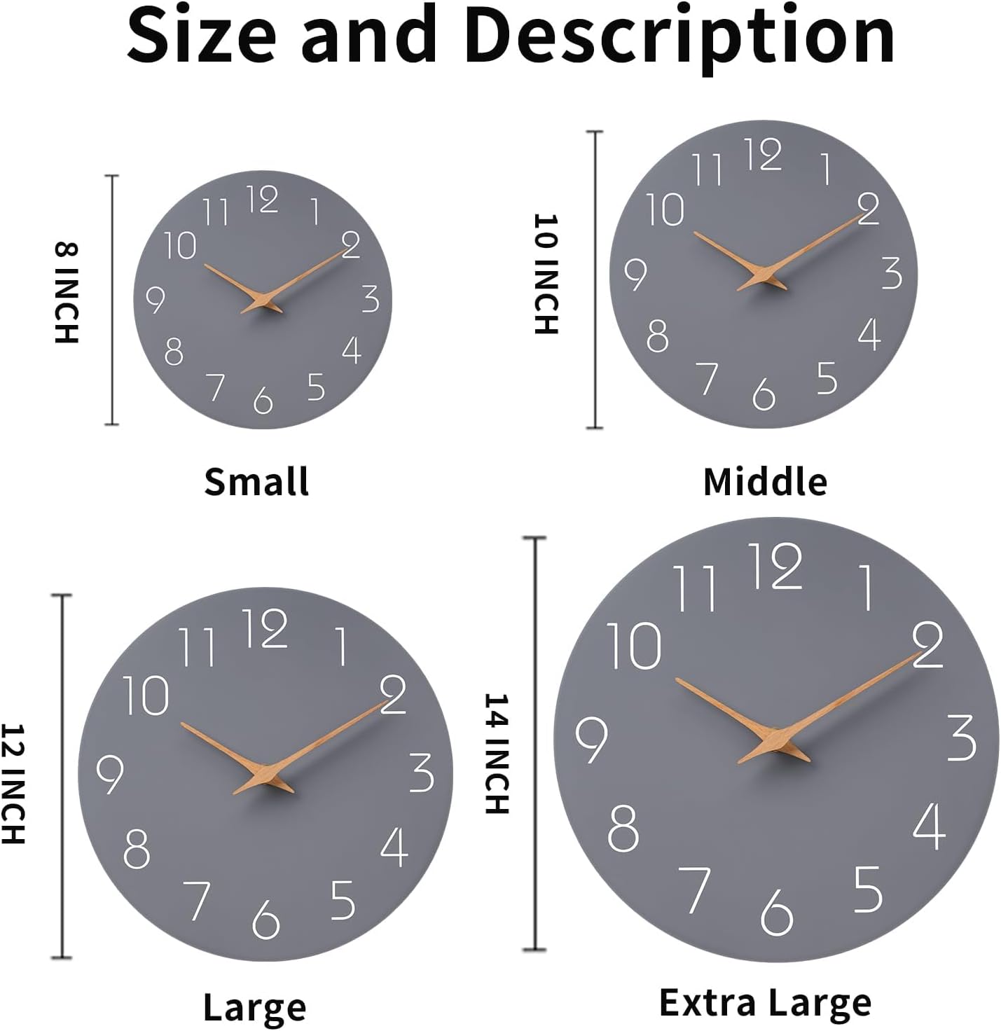 Mosewa Wall Clock 8 Inch Black Battery Operated Silent Non Ticking Simple Minimalist Rose Gold Numbers Decorative for Bedroom Living Room Kitchen Home Bathroom Office