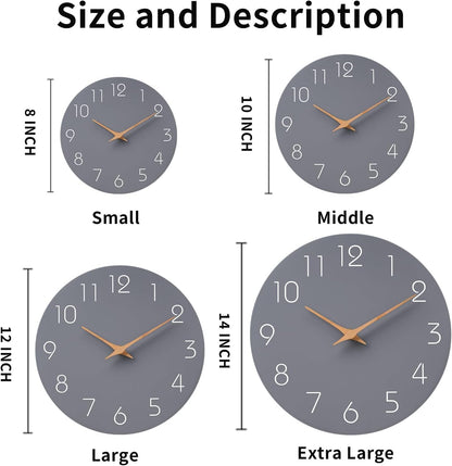 Mosewa Wall Clock 8 Inch Black Battery Operated Silent Non Ticking Simple Minimalist Rose Gold Numbers Decorative for Bedroom Living Room Kitchen Home Bathroom Office