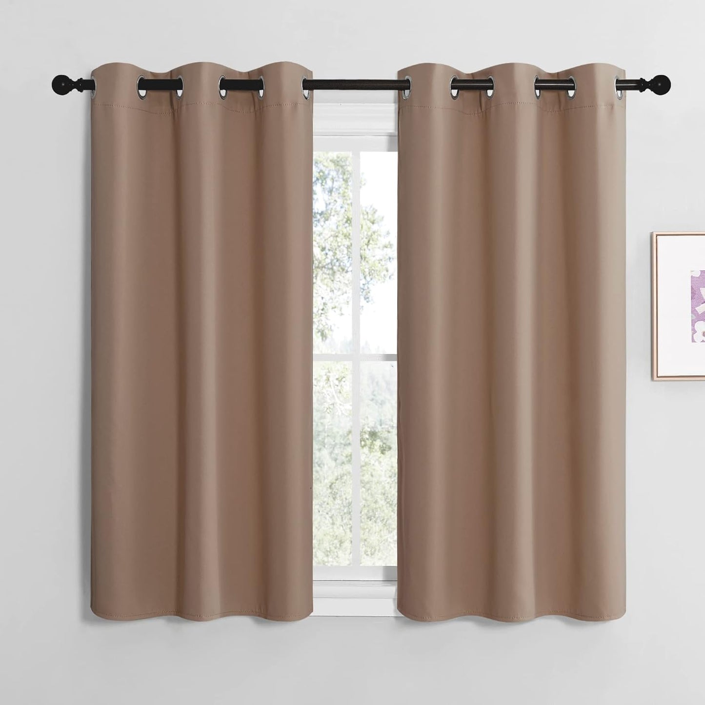 NICETOWN Halloween Pitch Black Solid Thermal Insulated Grommet Blackout Curtains/Drapes for Bedroom Window (2 Panels, 42 inches Wide by 63 inches Long, Black) - Colors D
