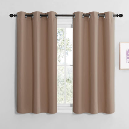 NICETOWN Halloween Pitch Black Solid Thermal Insulated Grommet Blackout Curtains/Drapes for Bedroom Window (2 Panels, 42 inches Wide by 63 inches Long, Black) - Colors D