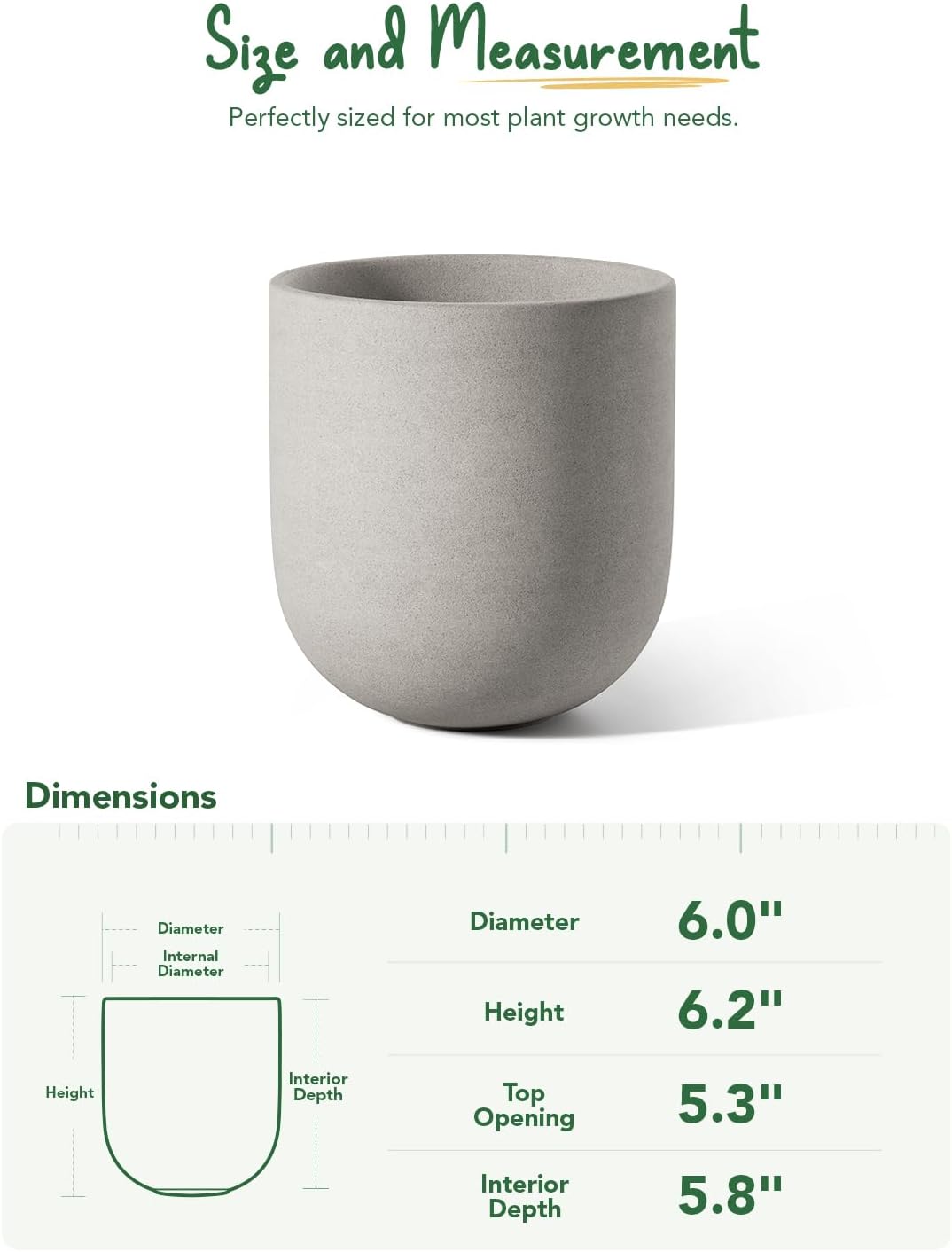 LE TAUCI 12 Inch Pots for Plants, Ceramic Large Planters for Indoor Plants, Indoor Plant Pots for Home Garden Patio Office, Planter Pots with Drainage Hole and Rubber Plug, Neutral Gray