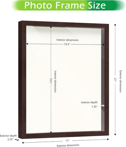 FrameWorks 11” x 14” Dark Oak Wooden Shadow Box Frame – Display Case with Soft Felt Back, Memory Box with Tempered Glass, Display Box with Elegant White Ball Push Pins, Wooden Flower Box