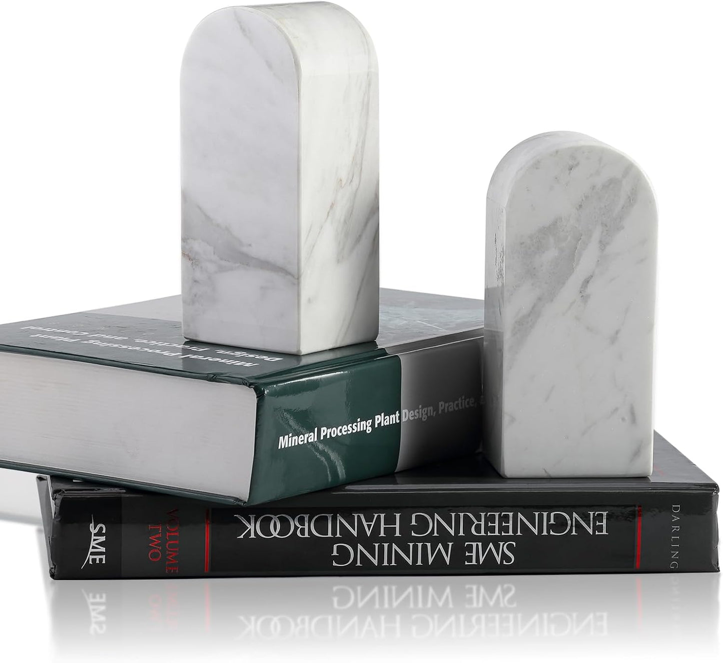 Koville African Natural Marble Bookends for Shelves, Non-Slip Book Ends, 13LBS Ultra Heavy Duty Marble Book Holder Organizer, Apartment Decor for Movies/CD/Video Games(Namib Fantasy)