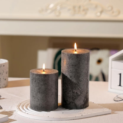 3x4 inch Green Pillar Candles Set of 3, Unscented Pillar Candle, Dripless and Smokeless Large Candles, Candle for Home Decor, Dinner Table,Weddings, Holidays