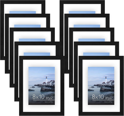 Americanflat 8.5x11 Floating Picture Frame with Polished Crystal-Clear Glass - Set of 2 - Use as 5x7 Frame or Display 4x6 Photo - Signature Float Collection - Photo Frames for Wall Display - Black