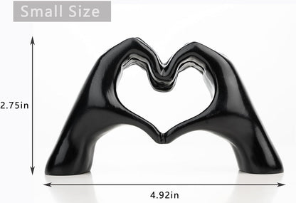 Small Heart Hands Sculpture Decor for Living Room Bedroom Bookshelf Coffe Table and Office Display, Love Finger Statue Modern Aesthetic Home Decor, Unique Gift for Wedding Christmas Birthday (Gold)