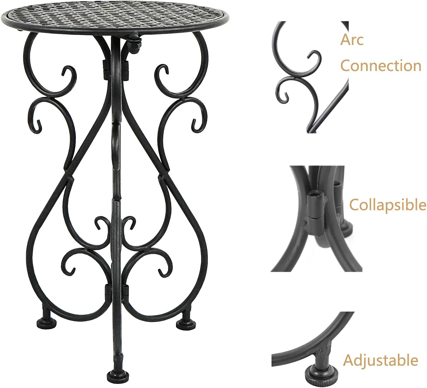 NAKUPE Plant Stand Indoor & Outdoor Flower Pot Stand 17" Tall Metal Plant Table,Single Planter Holder for Patio, Porch, Corner, Garden Decor, Balcony, Black(1 Pack)