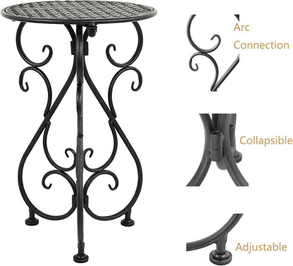 NAKUPE Plant Stand Indoor & Outdoor Flower Pot Stand 17" Tall Metal Plant Table,Single Planter Holder for Patio, Porch, Corner, Garden Decor, Balcony, Black(1 Pack)