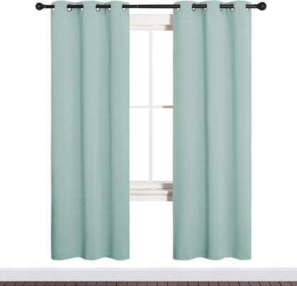 NICETOWN Halloween Pitch Black Solid Thermal Insulated Grommet Blackout Curtains/Drapes for Bedroom Window (2 Panels, 42 inches Wide by 63 inches Long, Black) - Colors A