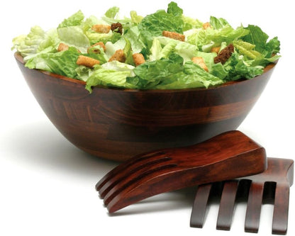 Lipper International Cherry Finished Wavy Rim Beechwood Serving Bowl for Fruits or Salads, Matte, Small, 7.5" x 7.25" x 3", Single Bowl, 30.43Fl oz